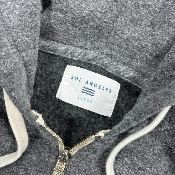 Sol Angeles Women's L Gray Striped Arm Zip Hoodie Athleisure Preppy Sporty - Picture 3 of 6